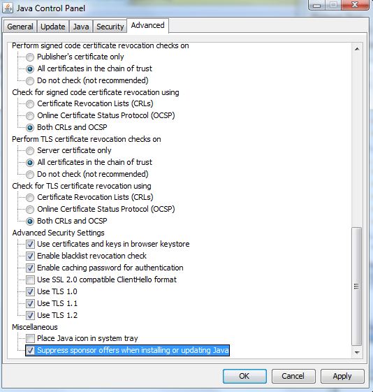 Control Panel - Miscellaneous - Supress sponsor offers