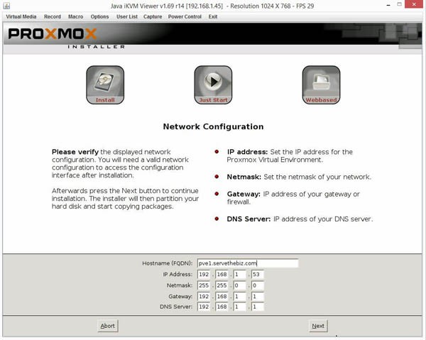 Proxmox VE 3.4 Installer Network