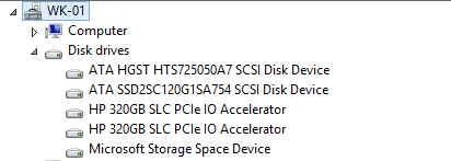 Fusion-io ioDrive installation - Windows - device manager ready for use