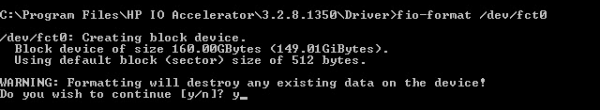Fusion-io ioDrive installation - Windows - fio-format 1