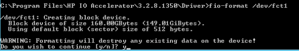 Fusion-io ioDrive installation - Windows - fio-format 2
