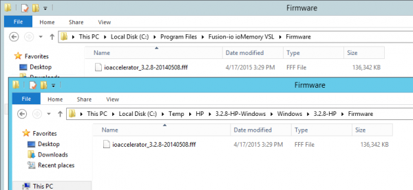 Fusion-io ioDrive installation - Windows - firmware