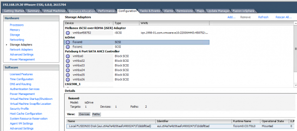 Fusion-io Install vSphere - step 4a GUI verification