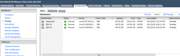 Fusion-io Install vSphere - step 4b GUI verification