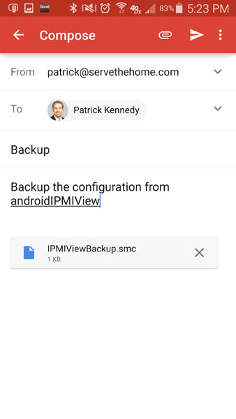 Supermicro IPMIview for Android - Backup Settings