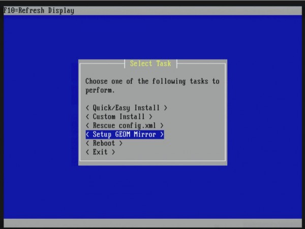 Setup Select Task Setup GEOM Mirror