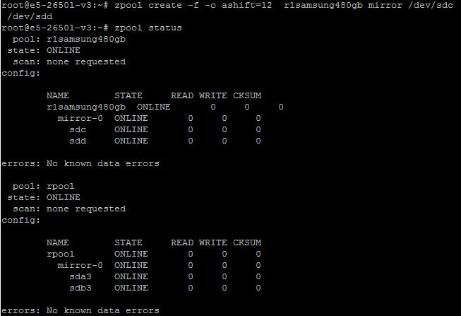 ZFS on Linux - Step 3 - create zpool mirror