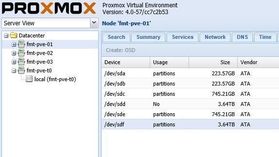 Proxmox VE Ceph Create OSD not available