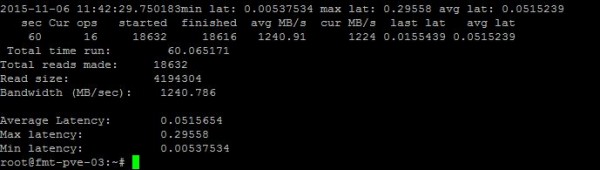 Proxmox VE Ceph Random Read Initial Benchmark