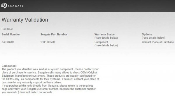Seagate Warranty Check - OEM