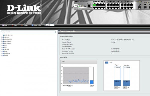 D-Link Switch Web GUI CPU Utilization