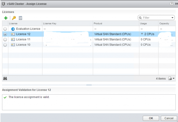 2 node flash vSAN - assign licenses screen