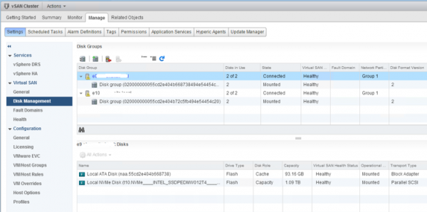 2 node flash vSAN - create disk group for each host