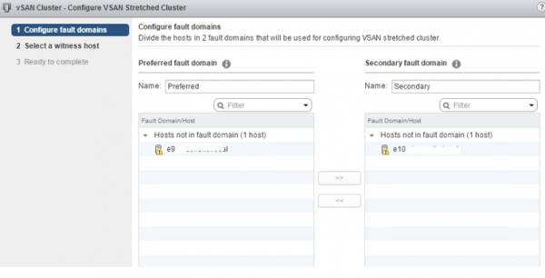 2 node flash vSAN - fault domains defined