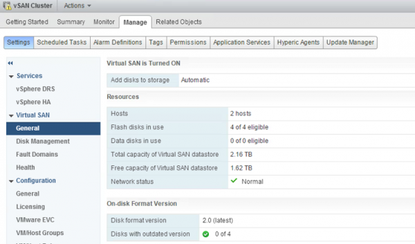 2 node flash vSAN - view health 1