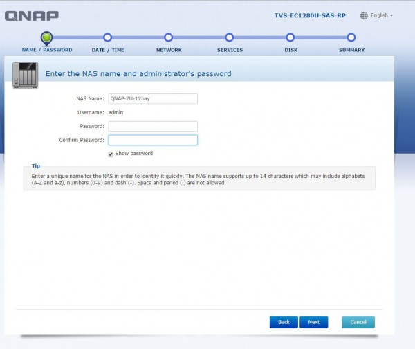 QNAP TVS-EC1280U-SAS-RP - password blank