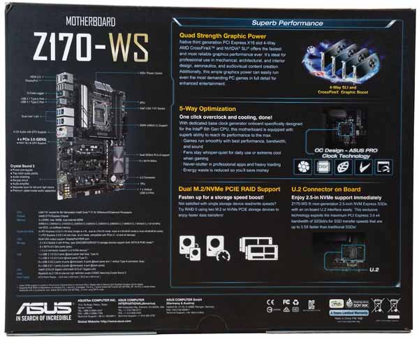 ASUS Z170 WS - Retail Box Back