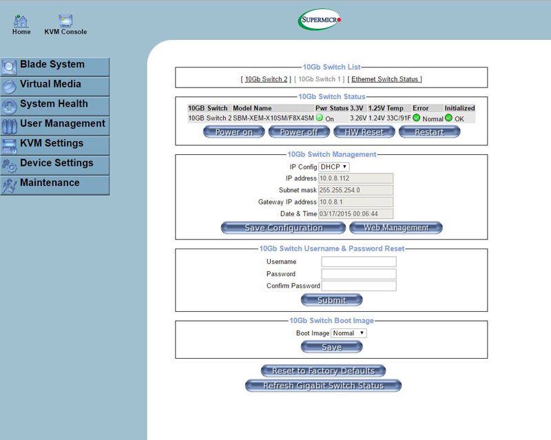 Supermicro SuperBlade Management Web GUI switch detail