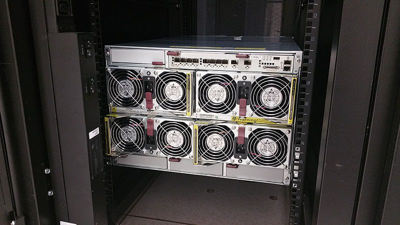 Supermicro SuperBlade chassis rear during installation
