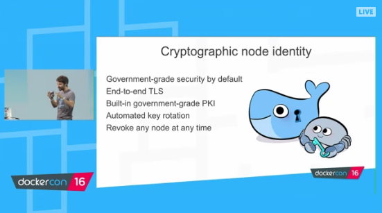Docker 1.12 Orchestration - four features - cryptographic node identity