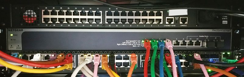 Netgear ProSAFE XS708T being setup in rack
