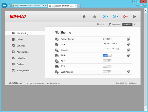 Buffalo LS220D 2 Drive NAS - Software 6