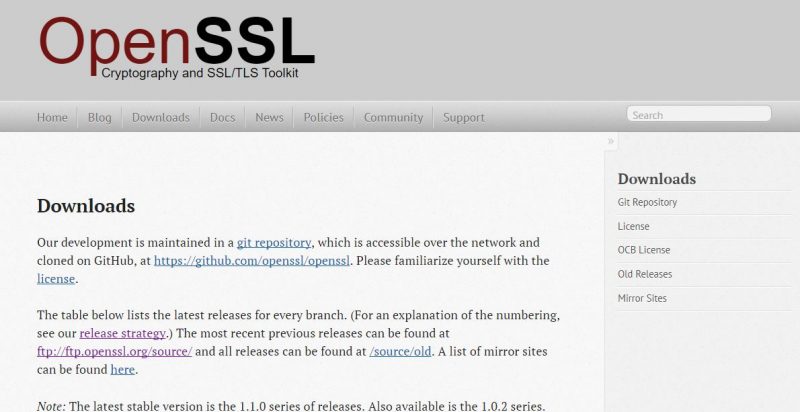 OpenSSL Download Page