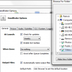 Set Handbrake output location default