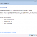 Setup Server Backup – Start Wizard