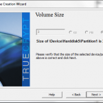 TrueCrypt select volume size