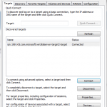Microsoft iSCSI Initiatior Target Connected