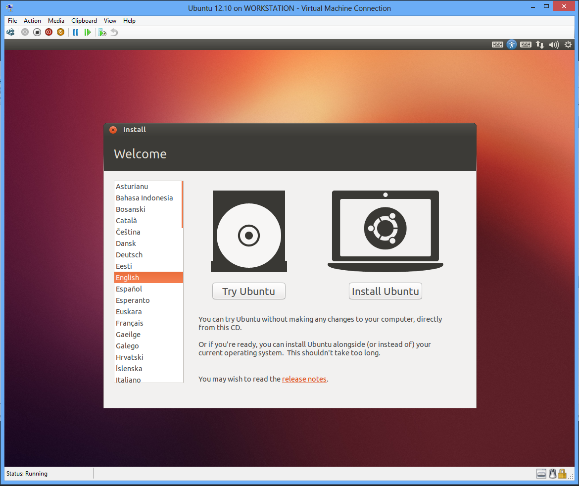 ubuntu 13.04 no windows 8 hyper-v