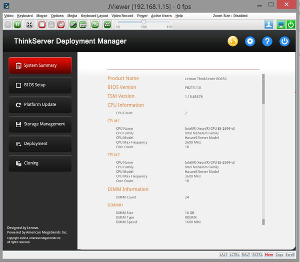 Lenovo ThinkServer RD650 Deployment Manager