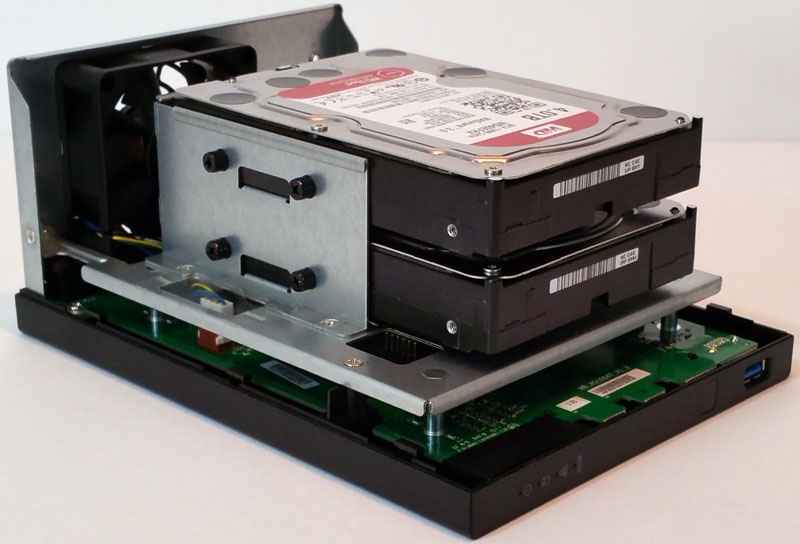 Asustor AS1002T hard drives installed
