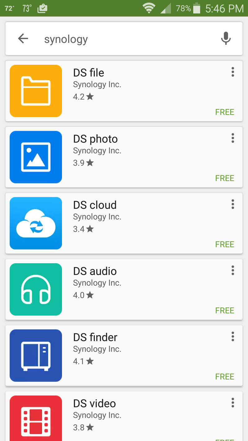 Synology DS916 Android Apps