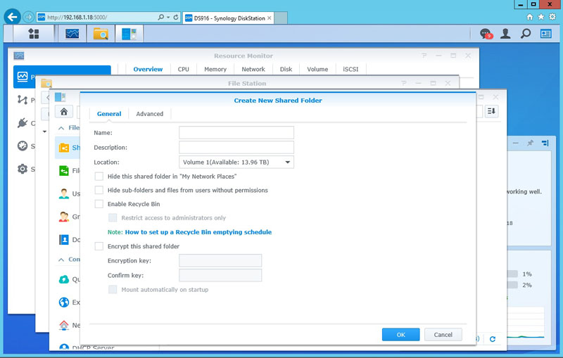 Synology DS916 Create Shared Folder