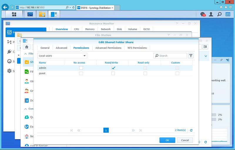Synology DS916 Edit Shared Folder