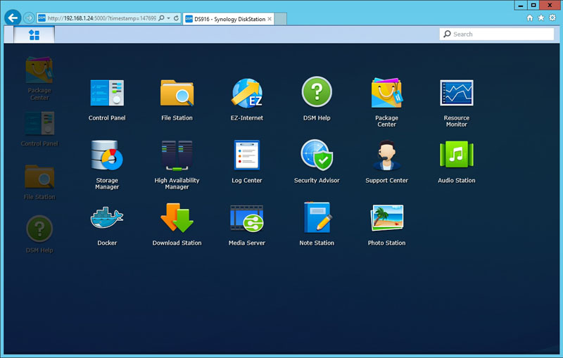 Synology DS916 Menu