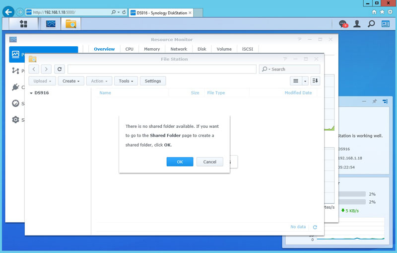 Synology DS916 No Shared Folder