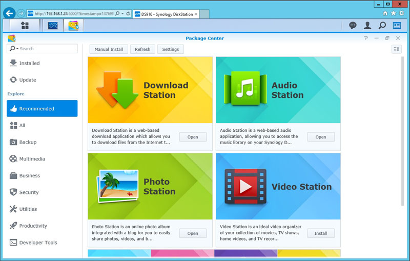 Synology DS916 Package Center Recommended