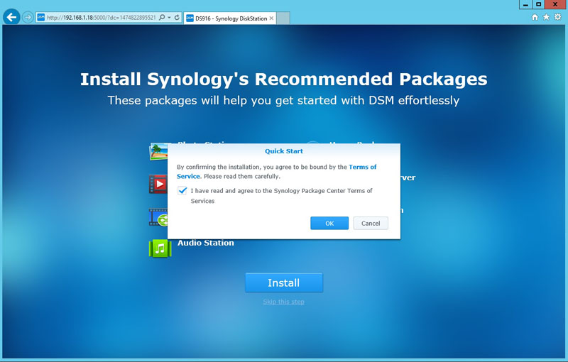 Synology DS916 Quick Start