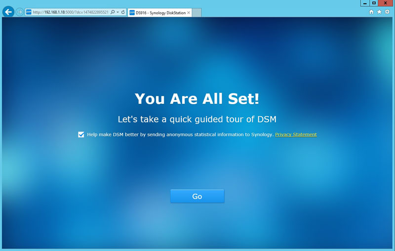 Synology DS916 You Are All Set