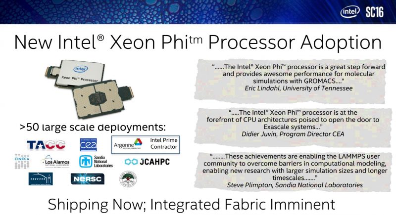 Intel Xeon Phi KNL Adoption SC16