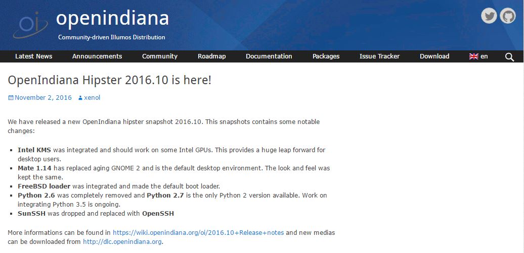 OpenIndiana 2016.10 Release