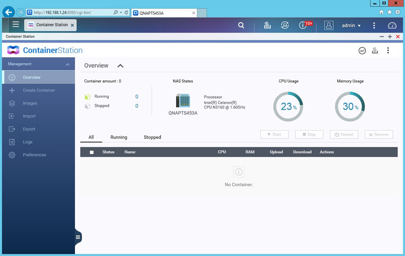 QNAP TS 453A ContainerStation 1