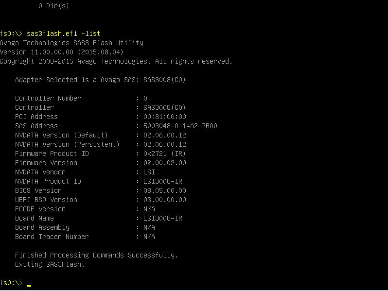 SAS 3008 Flash Sas3flash List Result