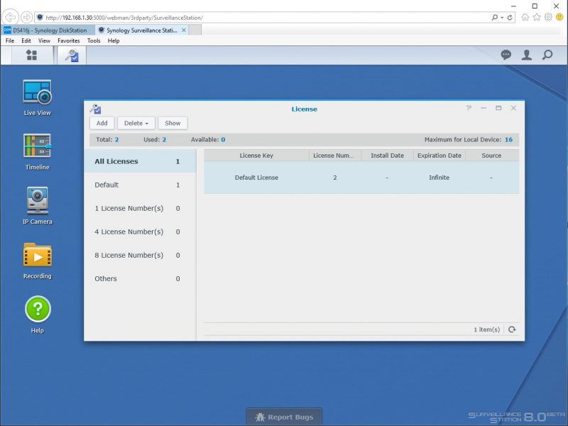 Synology DS416j Surveillance Station 15