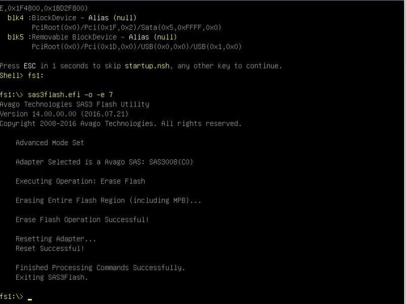 UEFI LSI SAS 3008 Flash Erase Current