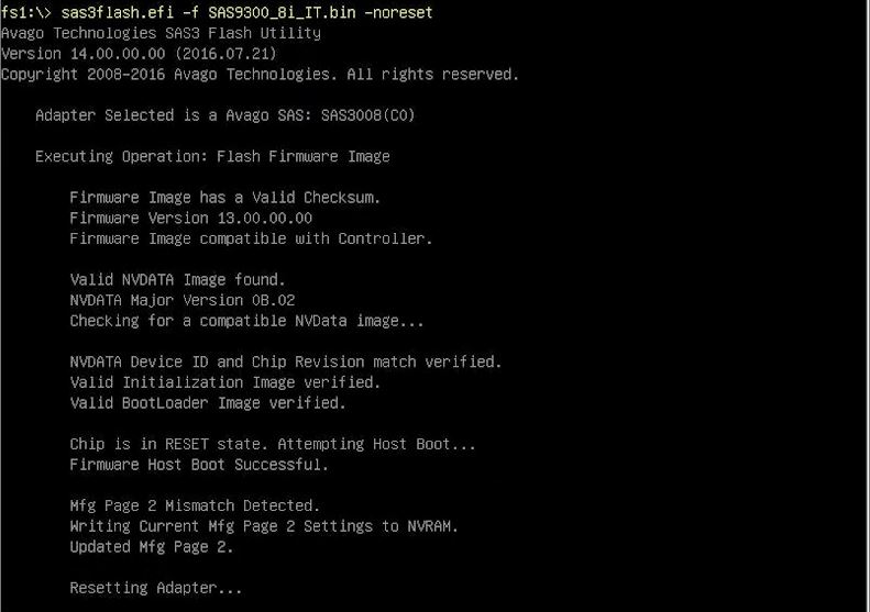 UEFI LSI SAS 3008 Reset Adapter