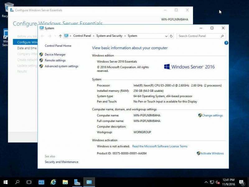 Windows Server 2016 Essentials 64GB RAM Limit